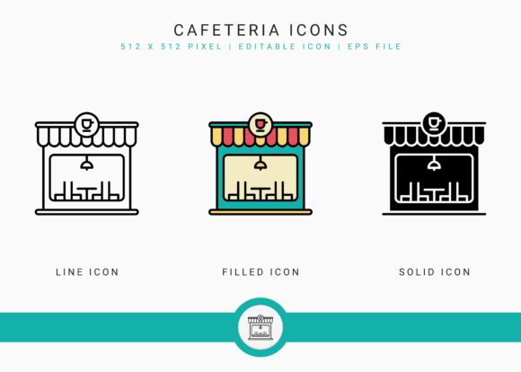 Cafeteria Icons Set: A Modern Graphic Design Asset for Creative Sellers