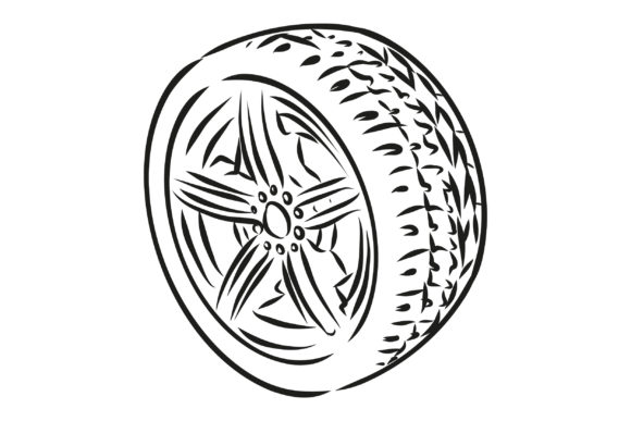 Car Wheel Sketch Icon Isolated – A Versatile Graphic Design Asset for Bloggers and Publishers