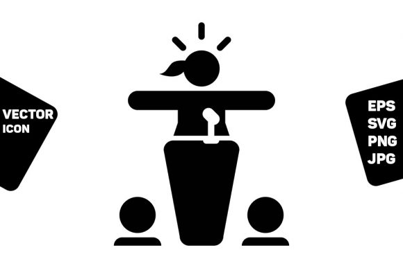 Conference Icon Vector Person Speaking: A Versatile Graphic Design Asset