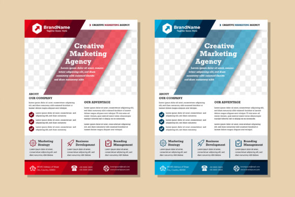Diagonal Marketing Blue Red Vertical Fly: A Bold Graphics Template for Print Projects