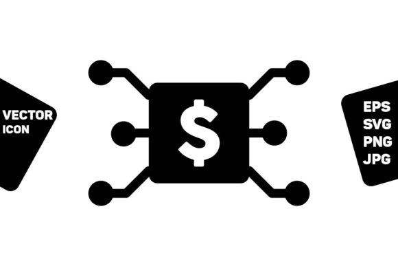 Digital Dollar Symbol Icon Vector for Modern Web and Editorial Design