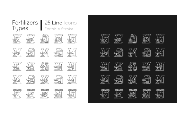 Fertilizers Type Linear Icons Set: A Versatile Graphic Design Asset for Modern Creative Projects
