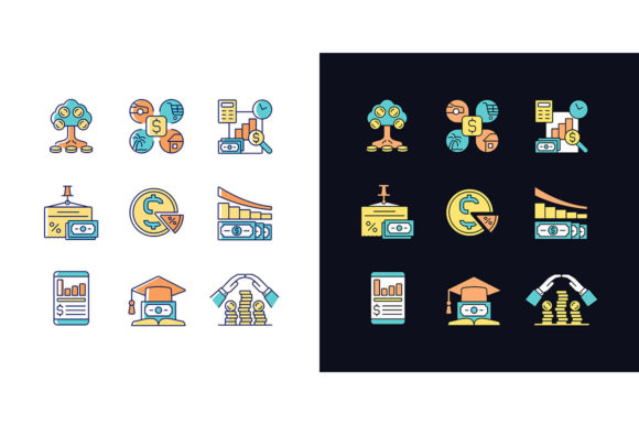 Financial Literacy Icons: A Modern Graphic Design Asset for Content Creators