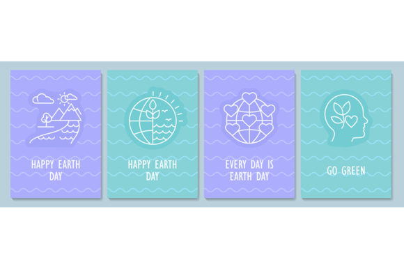 Happy Earth Day Postcard with Icons – A Versatile Graphic Template for Local Business Branding