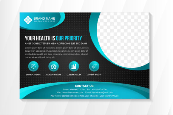 Health Priority Horizontal Flyer Blue: A Powerful Graphic Design Asset