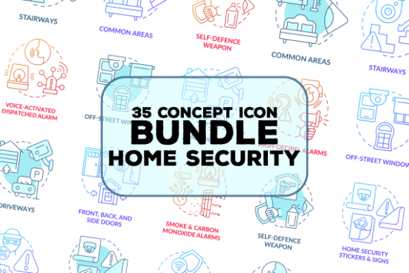 Home Security Concept Icons for Commercial Design Projects