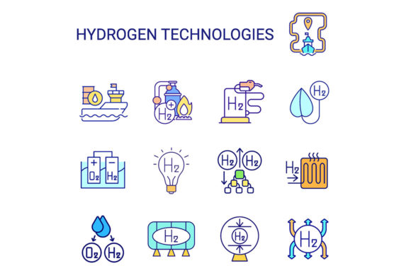Hydrogen Technologies RGB Color Icons for Commercial Graphics