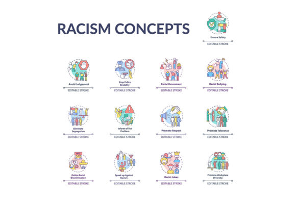 Racism Concept Icons Set: Fighting Set Review for Real Embroidery Projects