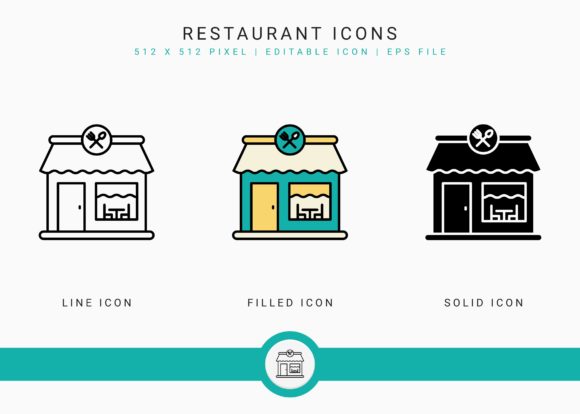 Restaurant Icons Set: A Polished Graphic Design Asset for Content Creators
