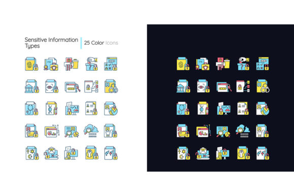 Sensitive Information Types Icons Set: A Graphic Design Asset for Crafters