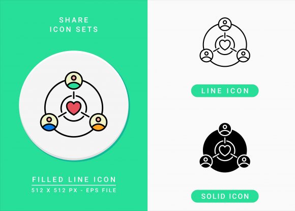 Share Icons Set: A Versatile Graphic Design Asset for Handmade Creations