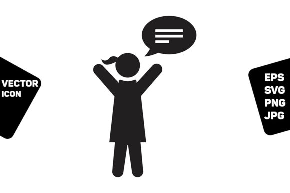 Speech Icon Vector Female Person Profile: A Modern Graphic for Small Business Branding