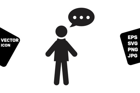 Talk Icon Vector Male Person Profile – A Versatile Graphic Design Asset