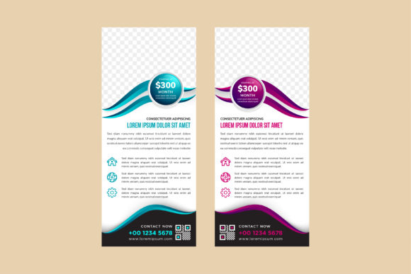 Wave Blue Pink Vertical Banner: A Dynamic Graphic Template for Creative Marketing